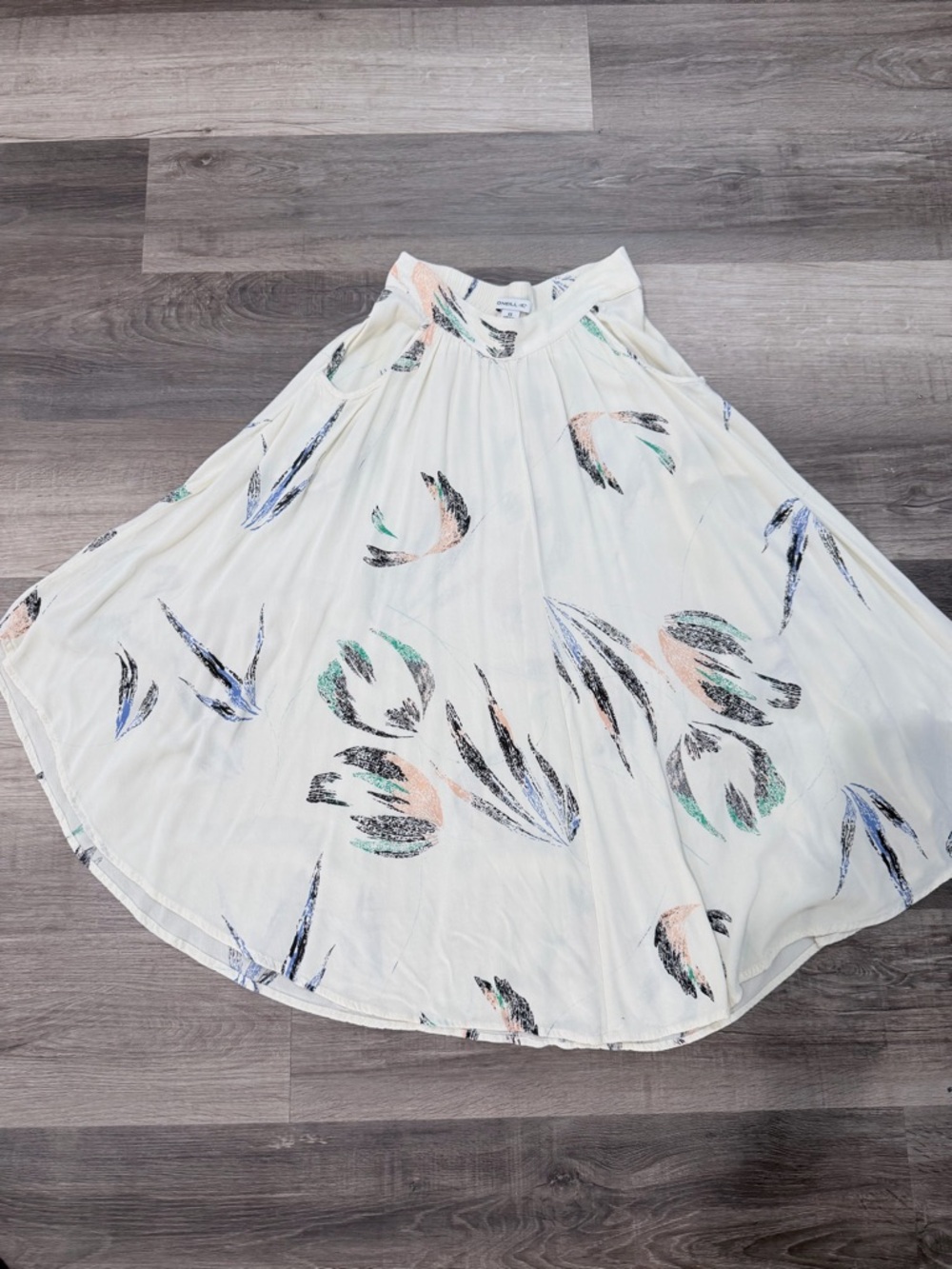 O'Neill Cream Circle Skirt with Mint, Peach & Navy Accents